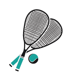 Das Icon für das Fach Sport zeigt zwei Tennisschläger und einen Tennisball.